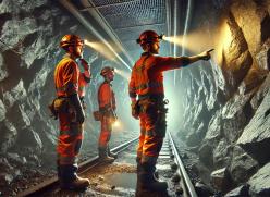 3 men with high viz jackets in underground mine