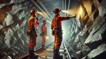 3 men with high viz jackets in underground mine